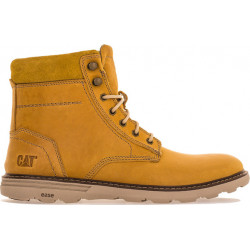 Żółte buty zimowe Caterpillar ze skóry sznurowane