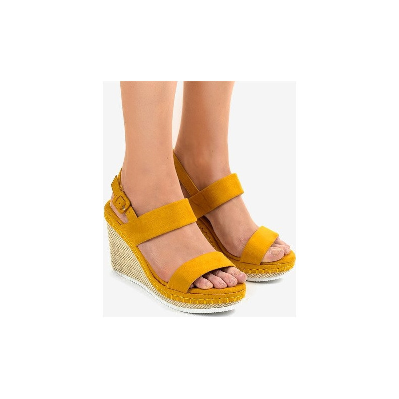 Żółte espadryle Gemre.com.pl na koturnie