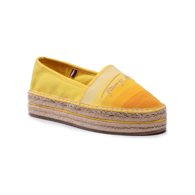 Żółte espadryle Tommy Hilfiger z tkaniny w stylu casual