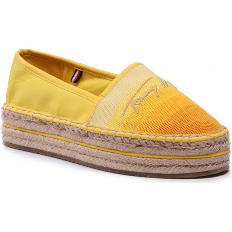 Żółte espadryle Tommy Hilfiger z tkaniny w stylu casual