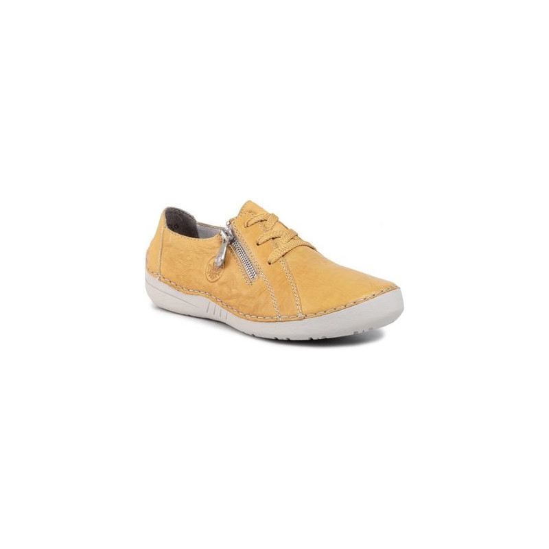 Żółte półbuty Rieker w stylu casual sznurowane