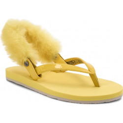 Żółte sandały ugg australia z klamrami ze skóry ekologicznej