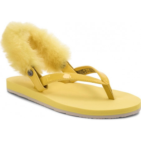 Żółte sandały ugg australia z klamrami ze skóry ekologicznej