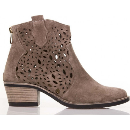 Botki Lewski na zamek ze skóry na obcasie