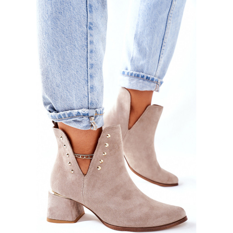 Botki Lewski Shoes z zamszu na obcasie