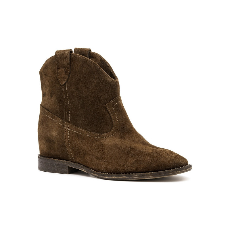 Botki Neścior z weluru na koturnie w stylu boho