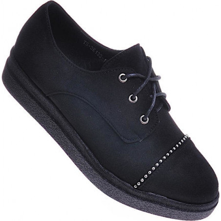 Botki Pantofelek24 w stylu casual sznurowane z płaską podeszwą