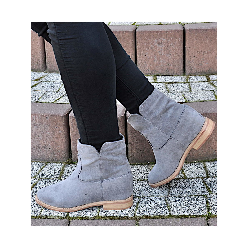 Botki Pantofelek24 z ukrytym koturnem ze skóry ekologicznej w stylu casual