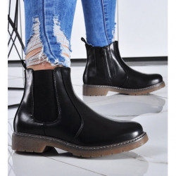 Botki Pantofelek24 ze skóry ekologicznej z płaską podeszwą na zamek