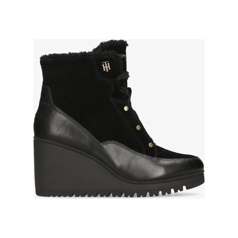 Botki Tommy Hilfiger sznurowane na koturnie