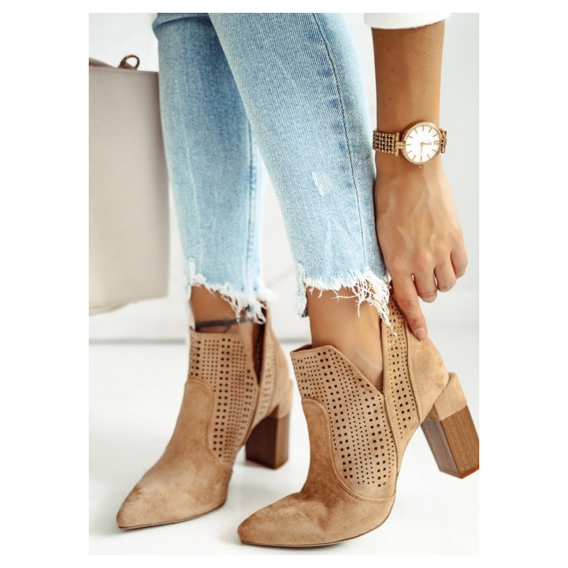 Botki Shopaholics Dream na obcasie na zamek z zamszu