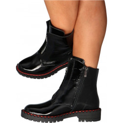 Botki Tymoteo ze skóry z płaską podeszwą