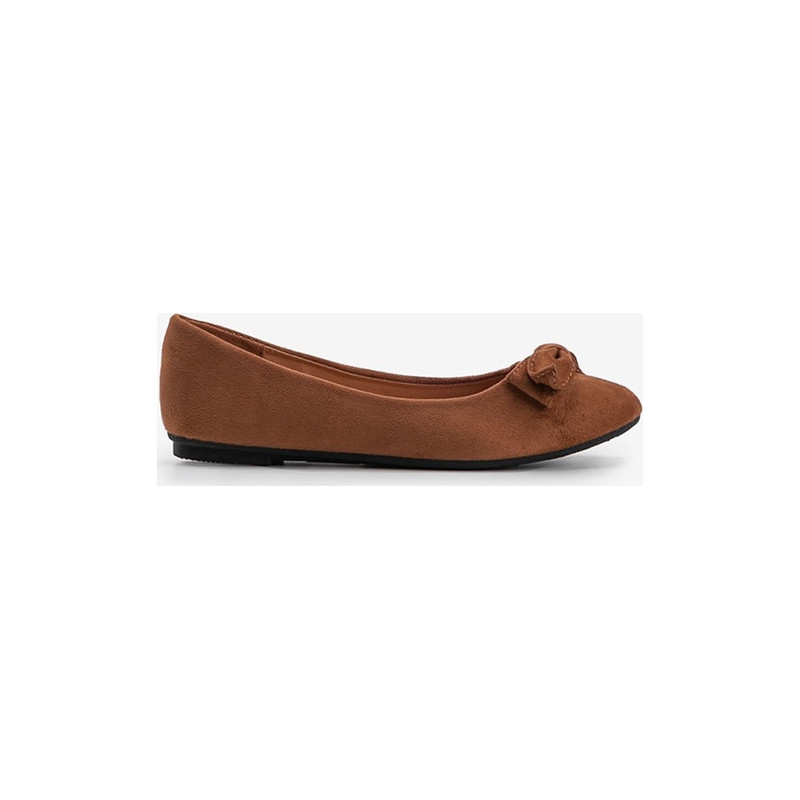 Brązowe baleriny Gemre.com.pl w stylu casual z płaską podeszwą