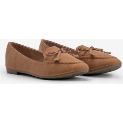Brązowe baleriny Gemre.com.pl z płaską podeszwą w stylu casual z zamszu
