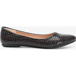 Brązowe baleriny Gemre.com.pl z płaską podeszwą w stylu casual ze skóry