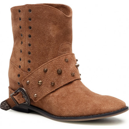 Brązowe botki Badura ze skóry w stylu casual