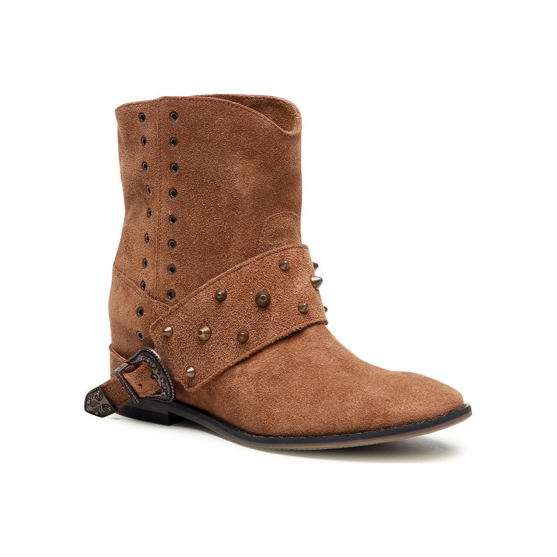 Brązowe botki Badura ze skóry w stylu casual