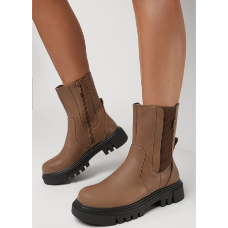 Brązowe botki born2be na zamek w stylu casual