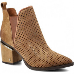 Brązowe botki Carinii ze skóry