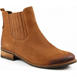 Brązowe botki Clara Bastini z płaską podeszwą ze skóry w stylu casual