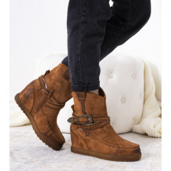 Brązowe botki Gemre.com.pl na zamek z płaską podeszwą w stylu casual