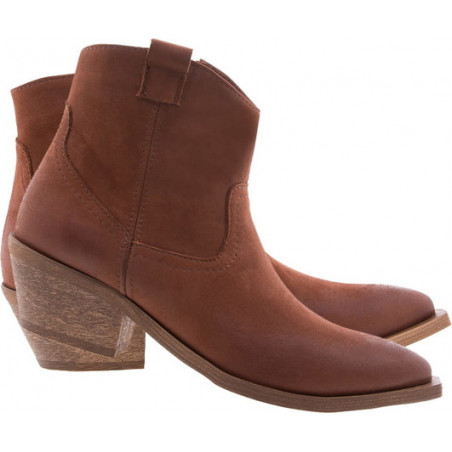 Brązowe botki Lafemmeshoes na obcasie w stylu klasycznym ze skóry