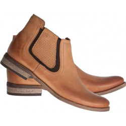 Brązowe botki Lafemmeshoes ze skóry z płaską podeszwą