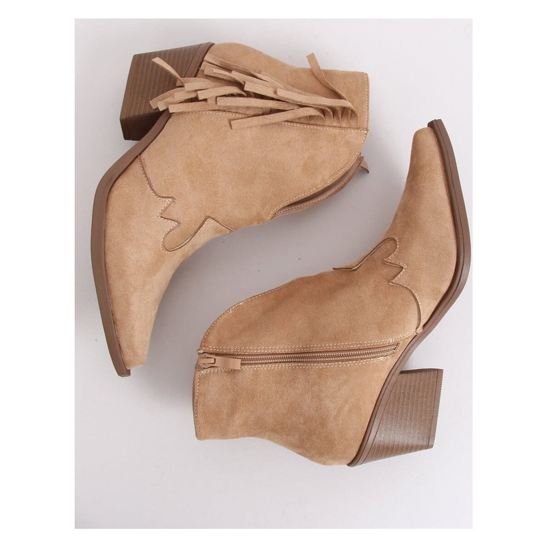 Brązowe botki Obuwie Damskie na zamek w stylu boho