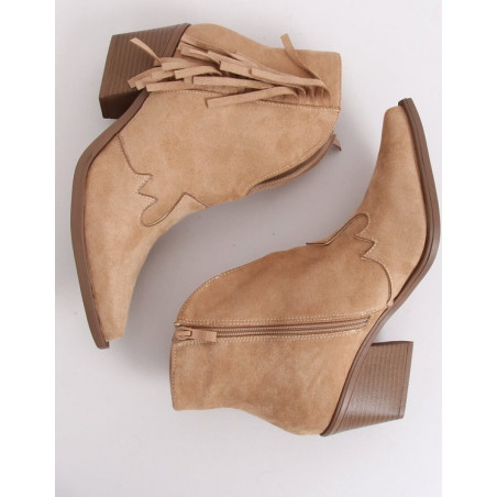 Brązowe botki Obuwie Damskie na zamek w stylu boho