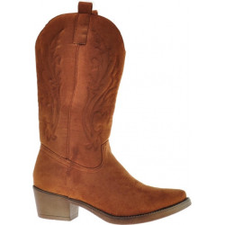 Brązowe botki Pantofelek24 na obcasie ze skóry ekologicznej