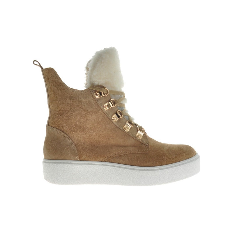 Brązowe botki Pantofelek24 sznurowane w stylu casual
