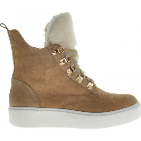 Brązowe botki Pantofelek24 sznurowane w stylu casual