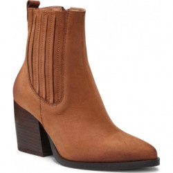 Brązowe botki R.Polański z nubuku na zamek