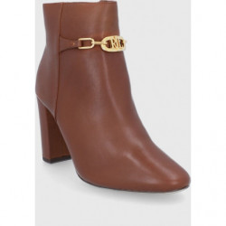 Brązowe botki Ralph Lauren na zamek ze skóry