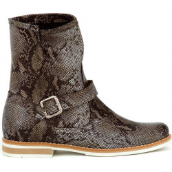 Brązowe botki Zapato w militarnym stylu z płaską podeszwą