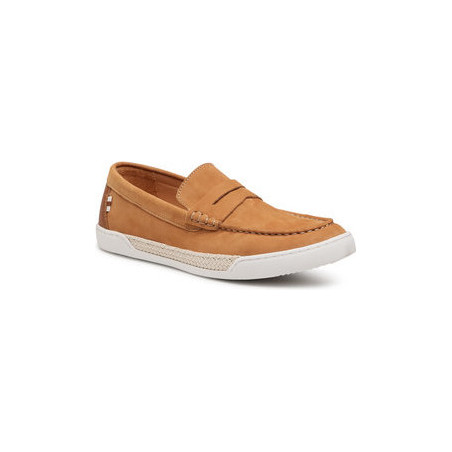 Brązowe buty letnie męskie Gino Rossi z tkaniny