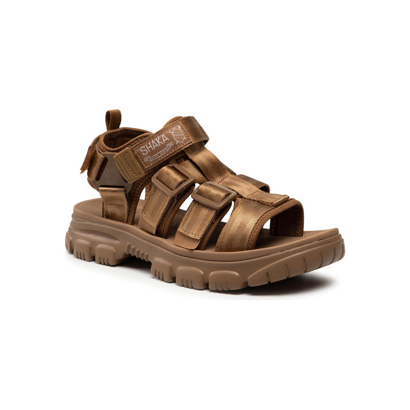 Brązowe buty letnie męskie Shaka w stylu casual