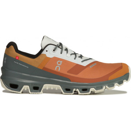 Brązowe buty sportowe On Running w sportowym stylu sznurowane