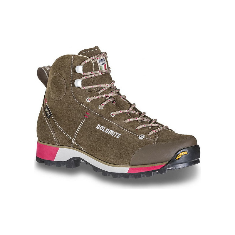 Brązowe buty trekkingowe Dolomite z płaską podeszwą