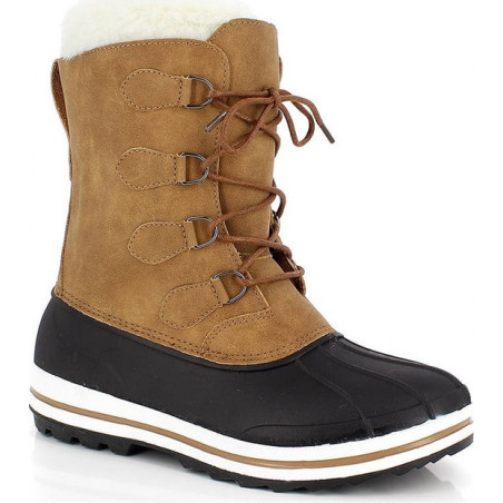Brązowe buty zimowe Kimberfeel w militarnym stylu