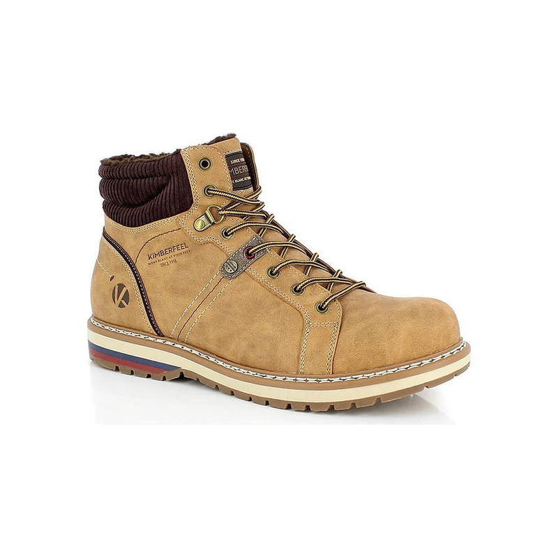 Brązowe buty zimowe Kimberfeel w stylu casual ze skóry