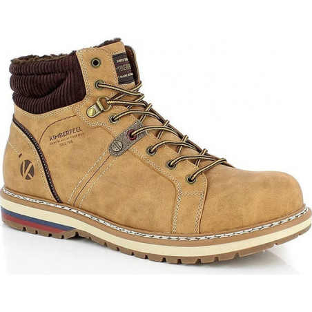 Brązowe buty zimowe Kimberfeel w stylu casual ze skóry