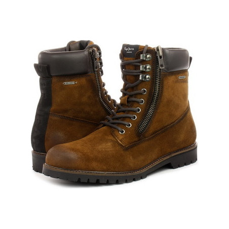 Brązowe buty zimowe Pepe Jeans sznurowane