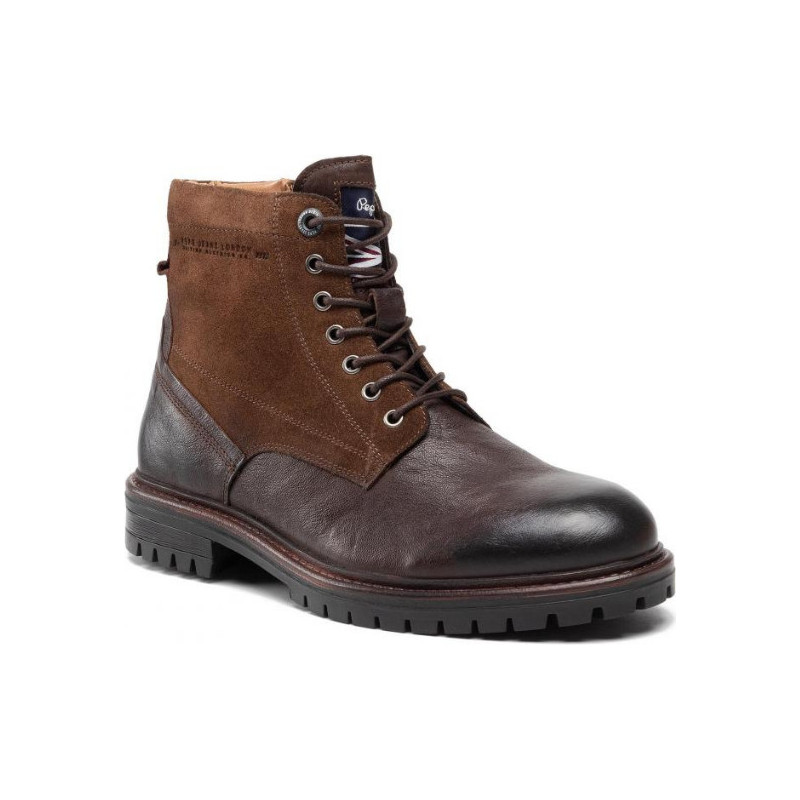 Brązowe buty zimowe Pepe Jeans w stylu casual na zamek