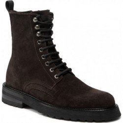 Brązowe buty zimowe Strellson z zamszu sznurowane w stylu casual