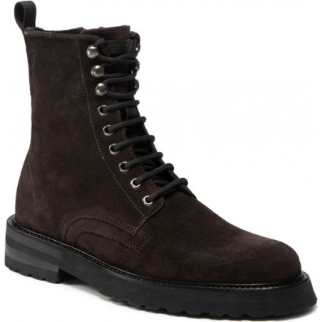 Brązowe buty zimowe Strellson z zamszu sznurowane w stylu casual