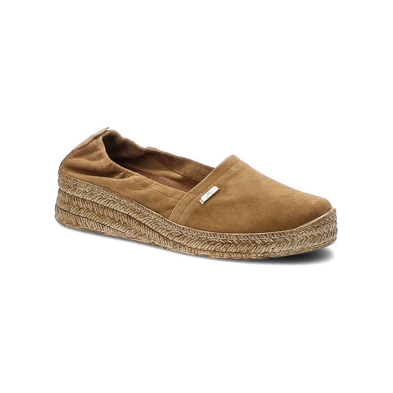 Brązowe espadryle Lemar w stylu casual z tkaniny