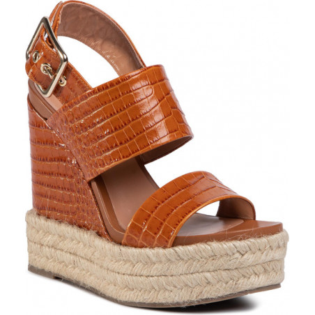 Brązowe espadryle Twinset z tkaniny na koturnie