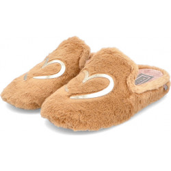 Brązowe klapki Macarena Home z płaską podeszwą w stylu casual