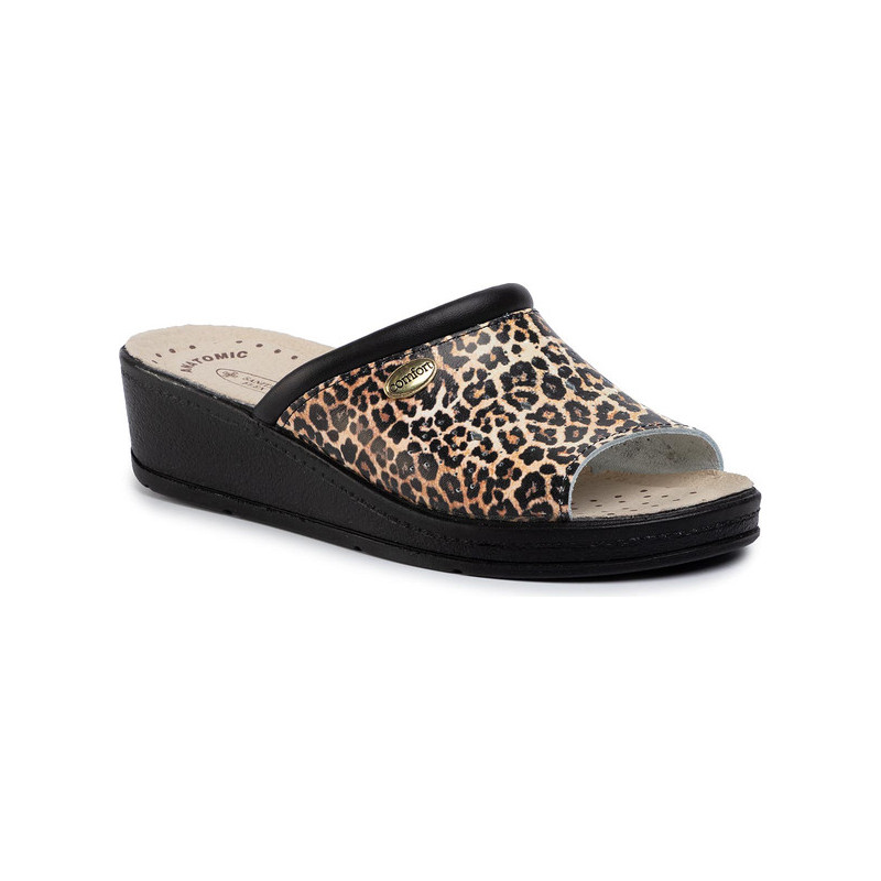 Brązowe klapki Sanital Flex w stylu casual